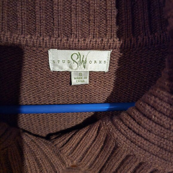 Studio Works Brown Caridgan Sweater With Collar - Picture 3 of 3